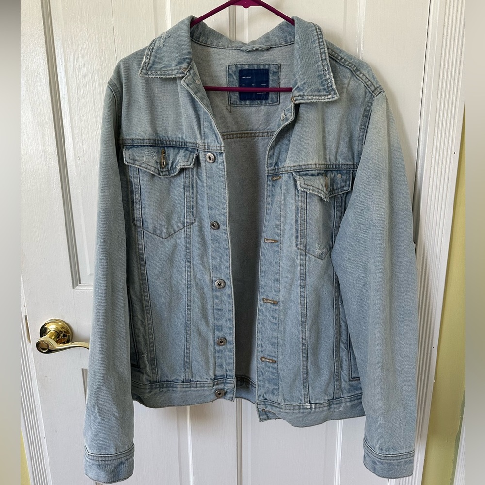 Zara Light Wash Blue Denim Jacket